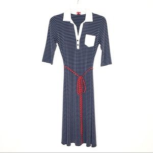 Leona Edmiston Frocks Navy/White Stripes Size XS
